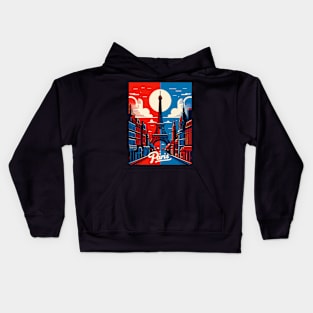 Paris Travel Retro Poster Kids Hoodie